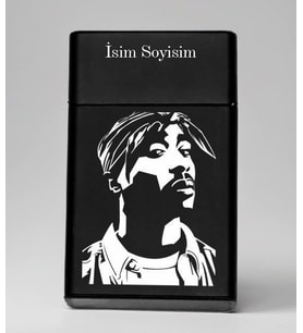 Tupac Desenli Metal Tabaka – Kişiye Özel İsimli Hediyelik