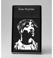 Tupac Desenli Metal Tabaka – Kişiye Özel İsimli Hediyelik