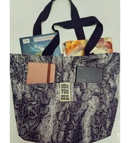 ROSEMODA ÇOK SEVİLEN KADIN  TOTE  CANVAS YILAN DESENLİ  SU TUTMAZ İÇİ ASTARLI