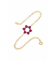 Aşkın Fısıltısı Mekik Zincirli Kalp Bileklik Ruby Taşlı 925 Ayar Gümüş (Gold)