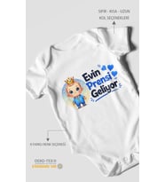 Evin Prensi Geliyor! Kısa Kollu Bebek Body %100 Pamuk