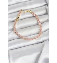 Pembe Kare Zirkon Taşlı Gold Renk Pirinç Su Yolu Kadın Bileklik - TJ-BB8324