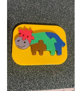 3D Baskı İnek Figürlü Puzzle - Renkli Eğitici Yapboz