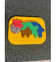 3D Baskı İnek Figürlü Puzzle - Renkli Eğitici Yapboz