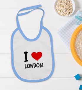 BK Kids I Love London Tasarımlı Mavi Bebek Mama Önlüğü - Model 1