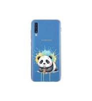 Samsung Galaxy A70 ile Uyumlu Splash Panda Tasarımlı Şeffaf Silikon Kılıf