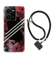 Vivo Y22 Kılıf Silikon Boyun Askılı İpli Desenli Silikon Flowers Line 1732