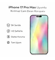 iPhone 17 Pro Max Uyumlu Kırılmaz Cam Ekran Koruyucu 9H Temperli Cam HD Şeffaf (Beyaz)