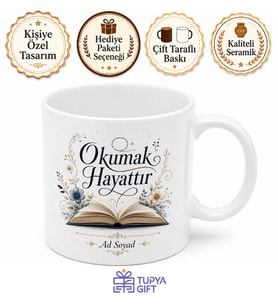 Reading Is Life Baskılı Okumak Hayattır İngilizce Kupa Bardak Hediye
