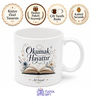 Reading Is Life Baskılı Okumak Hayattır İngilizce Kupa Bardak Hediye