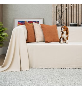 CONCEPT Koltuk Örtüsü Şönil Kaymaz Çift Taraflı Çekyat Örtüsü Koltuk Şalı 175x300 - KREM
