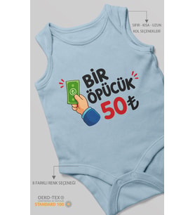 Bir Öpücük 50TL Sıfır Kollu Bebek Zıbını %100 Pamuk