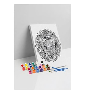 Kedi Desenli Mandala Tuval Boyama Seti 40x50 cm