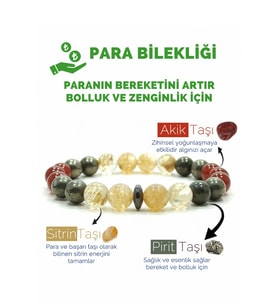 Para Bilekliği Sitrin Pirit Akik Doğal Taş Bileklik