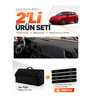 e-biz SEAT LEON (2013-2020) Uyumlu Torpido Örtüsü + Tay Tüyü Bagaj Çantası Seti - Siyah - SE006