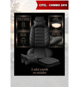 opel combo 2015 Koltuk ve Kılıf uyumlu Minder Siyah Lüks Yastık 2 Minder 2 Yastık
