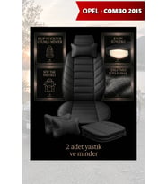 opel combo 2015 Koltuk ve Kılıf uyumlu Minder Siyah Lüks Yastık 2 Minder 2 Yastık