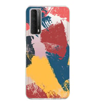 Huawei P Smart 2021 Uyumlu Kapak Brush Stroke Tasarımlı Şeffaf Silikon Kılıf