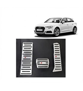 Audi A3 Q3 Uyumlu Otomatik Vites Pedal Seti Gaz Fren Ayak Dayama Takımı 3 Parça Krom