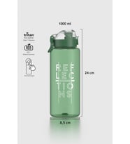 Renga Saga Loop Yazı Desenli 1000 ml Tritan Matara 912138 Bej (Yeşil)