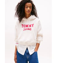Tommy Hilfiger TJW Kutu Kesim Kısa Kolej Stili Kadın  Sweatshirt  DW0DW21598YBH (Beyaz)