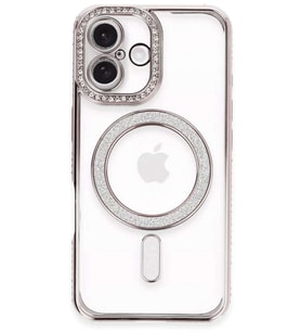iPhone 16 Plus Kılıf Joke Simli Magneticsafe Kılıf - Pembe