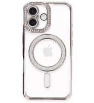 iPhone 16 Plus Kılıf Joke Simli Magneticsafe Kılıf - Pembe