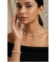İNCİLİ TAŞLI CHOKER KOLYE BİLEKLİK KÜPE SET