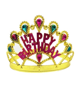 Altın Renk Happy Birthday Doğum Günü Tacı