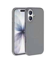 Apple iPhone 17 Uyumlu Kılıf M-Safe Şarj Özellikli Metal Kamera Çerçeveli Zore Edi Silikon Kapak (Gri-Gri)