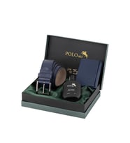 Polo Air Erkek Mıknatıslı Cüzdan Kemer Parfüm Kombin Seti Lacivert Renk PM-04-L