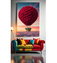 AŞKLA UÇAN BALON V2 Ev Duvar Salon Güzellik Salonu Ofis Dükkan Dekarasyon Kanvas Tablo (Çok Renkli)