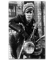 Cakapuzzle Marlon Brando Kasketli Motorsiklet Sürücüsü Puzzle Yapboz MDF (Ahşap) (120 Parça)