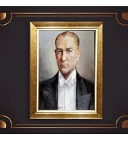 Özel Seri Paspartulu Çerçeveli Atatürk Tablo l656 (Gold)