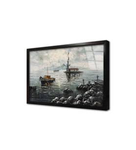 İstanbul Yağmur Yağışlı Kız Kulesi Çerçeveli Cam Tablo