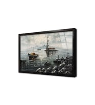 İstanbul Yağmur Yağışlı Kız Kulesi Çerçeveli Cam Tablo