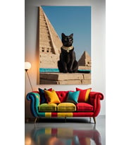 MISIR KEDİSİ V11 Ev Duvar Salon Güzellik Salonu Ofis Dükkan Dekarasyon Kanvas Tablo (Çok Renkli)