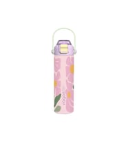 VAGONLİFE ÇELİK PİPETLİ/ PİPETSİZ ÇİFT KULLANIM KULPLU MATARA/TERMOS DESENLİ VGN1111 600ML - PEMBE