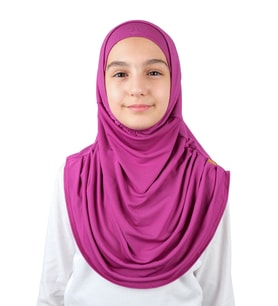Pratik Hazır Geçmeli Boneli Çocuk Şal Fuşya