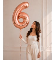 100 cm Rose Gold 6 Rakamlı Helyumlu Folyo Balon