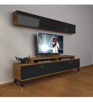 Decoraktiv Ekoflex 5 Mdf Gold Tv Ünitesi Tv Sehpası - Ceviz Siyah (Siyah - Ceviz)