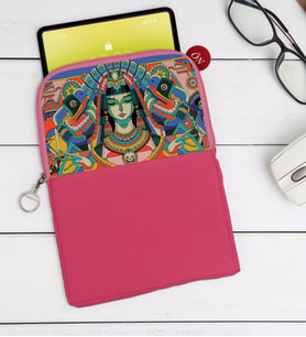 BK Gift Modern Soyut Tasarımlı Taşınabilir Koruyucu Tablet Kılıfı & Organizer Çanta - Pembe-3