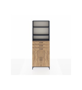 Arges Dolap 4 Raflı 3 Çekmeceli 2 Kapaklı 88x30x243 Antrasit-Çam