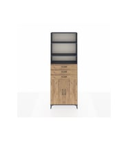 Arges Dolap 4 Raflı 3 Çekmeceli 2 Kapaklı 88x30x243 Antrasit-Çam