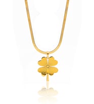 İtalyan Yassı Zincirli Yonca Model Gold Kaplama Gümüş Kadın Kolye 201023822