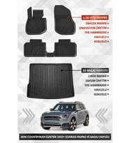 Mini Countryman 2024 ve Sonrası Uyumlu 4.5D PRO Premium Havuzlu Oto Paspas ve LINER Bagaj Havuzu Set