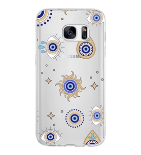 PrintiFy Samsung Galaxy S7 ile Uyumlu 1mm Slim Fit Nazar Boncuğu 5 Baskılı Şeffaf  Kılıf