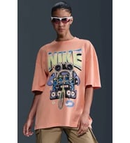 Nike Sportswear Oversize SS Womens Tee Grafik Baskılı Bol Kesim Kadın Tişört Turuncu