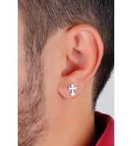 Haç Model Gümüş Erkek Küpe