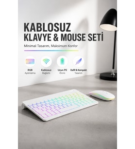 Kompakt Siyah RGB Işıklı Bluetooth Mini Klavye